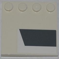 Lego Tile, Modified 4 x 4 with Studs on Edge with Dark Bluish Gray Trapezoid Pattern Model Left Side (Sticker) - Set 9498 / White