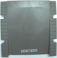 Lego Baseplate, Raised Platform 16 x 16 x 2 1/3 Ramp with Train Tracks and Number 1 in Circle Pattern (Sticker) - Set 4513