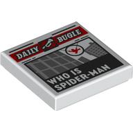 Lego Tile 2 x 2 with Newspaper Daily Bugle 'WHO IS SPIDER-MAN' Print