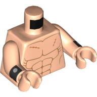 Lego Torso Bare Chest with Muscles and 3 Scars Print, Light Nougat Arms and Hands with Black Cuffs Print