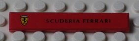 Lego Tile 1 x 6 with Ferrari Logo Left and 'SCUDERIA FERRARI' Pattern (Sticker) - Set 8654