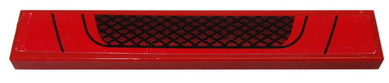 Lego Tile 1 x 6 with Black Grille and Black Lines on Red Background Pattern (Sticker) - Set 8185