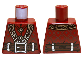 Lego Torso LotR Coat with Diamond Buttons and Large Silver Buckle Pattern / Dark Red