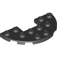 Lego Plate Round Half 3 x 6 with 1 x 2 Cutout / Black