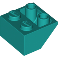 Lego Brick Sloped Inverted 45° 2 x 2 [Ovoid Bottom Pin, Bar-sized Stud Holes] / Dark Turquoise