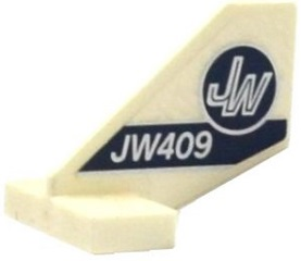 Lego Tail Shuttle, Small with 'JW' in Dark Blue and Silver Circle and 'JW409' Pattern on Both Sides (Stickers) - Set 75919