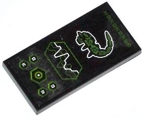 Lego Tile 2 x 4 with Insectoid, Alien Characters and Hexagons Pattern (Sticker) - Set 70708