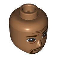 Lego Minidoll Head Male, Reddish Brown Eyes, Beard, Mustache, Wrinkles / Medium Nougat