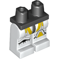 Lego Hips and White Legs with Black Armor Lines, Yellow Markings, Yellow Left Kneecap Print / Black
