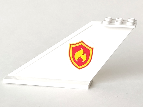 Lego Tail 12 x 2 x 5 with Yellow and Red Fire Logo Badge Pattern on Both Sides (Stickers) - Set 4209