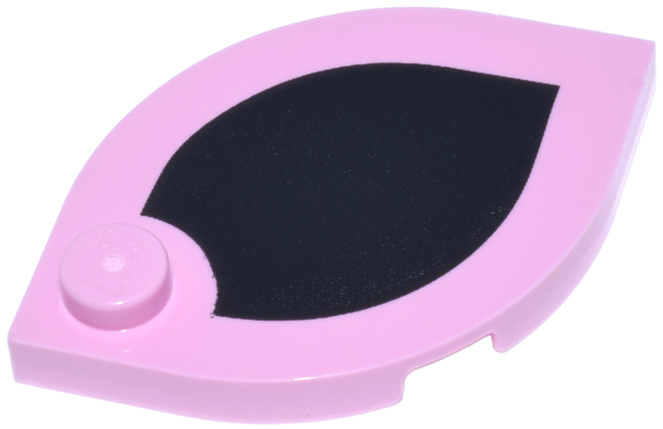 Lego Tile, Round 3 x 3 Pointed Oval with Stud with Black Auricle Pattern Pattern