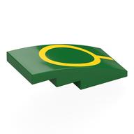 Lego Brick Curved 4 x 2 No Studs with Yellow Line and Circle Print / Green