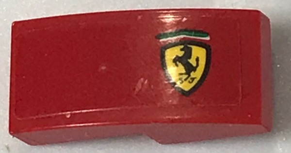 Lego Slope, Curved 2 x 1 x 2/3 with Ferrari Logo Pattern Model Right Side (Sticker) - Set 75899 / Red
