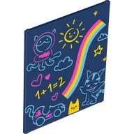 Lego Glass for Frame 1 x 6 x 6 with Colorful Chalkboard Drawing Print