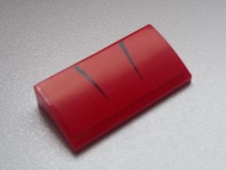 Lego Slope, Curved 2 x 4 x 2/3 with Bottom Tubes with Black Stripes Pattern (Sticker) - Set 60007 / Red