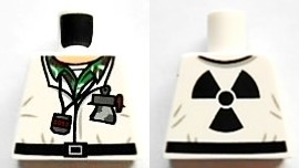 Lego Torso Devo Suit with Stopwatch and Notebook, Black Radiation Symbol on Back Pattern / White