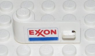 Lego Door 1 x 3 x 1 Left with Exxon Logo Pattern (Sticker) - Set 6696 / White