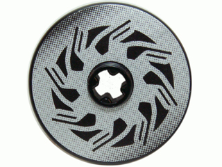 Lego Technic, Disk 3 x 3 with Disk Brake Silver / Black Triangle Swirls Pattern (Sticker) - Set 8354