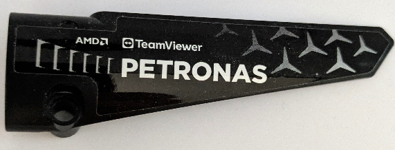 Lego Technic, Panel Fairing # 6 Long Smooth, Side B with White 'PETRONAS', 'AMD' and 'TeamViewer', Silver Air Vents and Mercedes-Benz Logo Repeating Pattern (Sticker) - Set 42165
