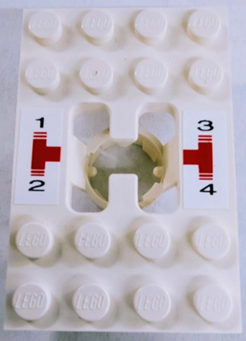 Lego Technic Stick Shift Plate with Red Lines and Black Number 1, 2, 3, and 4 Pattern (Stickers) - Set 8880 / White