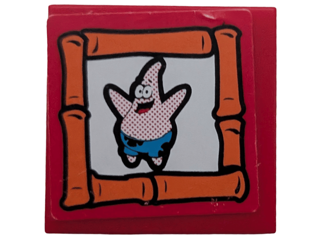 Lego Tile 2 x 2 with Patrick Portrait Pattern (Sticker) - Set 3834 / Red