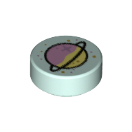 Lego Tile Round 1 x 1 with Planet, Rings Print