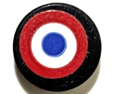 Lego Tile, Round 1 x 1 with Roundel, Red and White Circles and Blue Dot Pattern (Sticker) - Sets 42151 / 42162
