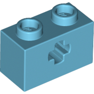 Lego Technic Brick 1 x 2 with Axle Hole Type 1 [+ Opening] and Bottom Pin / Medium Azure