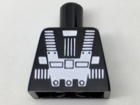 Lego Torso Space White Harness and Chest Panel with Rivets Pattern (Blacktron I), Inside with Ribs (reissue) / Black