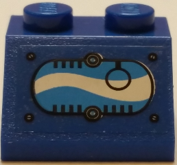 Lego Slope 45 2 x 2 with Window with Black Ring in Oval with Blue and White Swirls Pattern Model Right Side (Sticker) - Set 70013