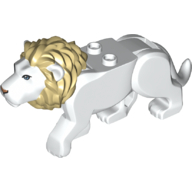 Lego Animal, Big Cat, Lion with Tan Mane Print / White