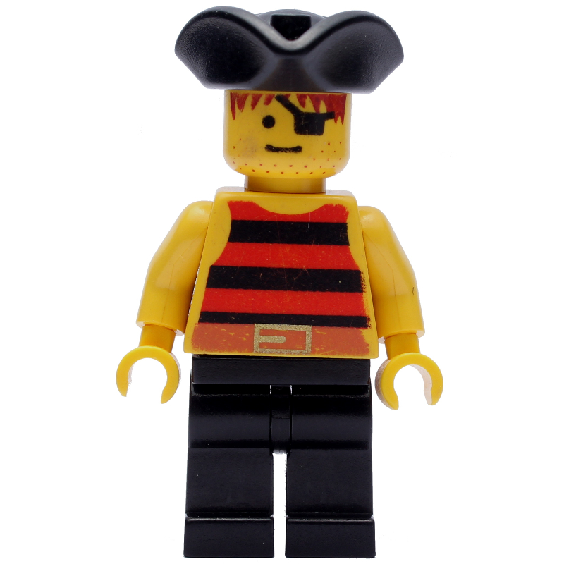 Lego Pirate - Red/Black Stripes, Black Legs, Black Tricorne