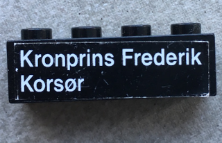 Lego Brick 1 x 4 with 'Kronprins Frederik Korsør' Pattern, 'Korsør' on Left (Sticker) - Set 1660