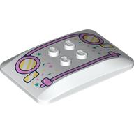 Lego Brick Curved 6 x 4 x 2/3 Quad Curved with 2 x 2 Studs with Bright Pink Grill, Yellow Headlights, Sprinkles Print / White