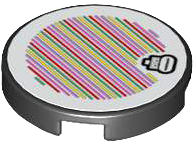 Lego Tile, Round 2 x 2 with Bottom Stud Holder with Super Mario Scanner Code Spike Pattern (Sticker) - Set 71413