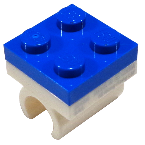 Lego Pencil Topper, Integrated 2 x 2 Plate with White Clip / Blue