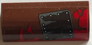 Lego Slope, Curved 1 x 4 x 1 1/3 with Mud Splotches and Black and Silver Squared Patch Pattern (Sticker) - Set 70907