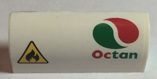 Lego Slope, Curved 1 x 4 x 1 1/3 with Flammable Danger Sign and Octan Logo Pattern (Sticker) - Set 60022