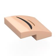 Lego Brick Curved 2 x 2 x 2/3 with Black/Nougat Curved Line (Mouth) Print / Light Nougat