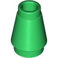 Lego Cone 1 x 1 [Top Groove] / Green