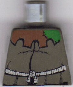 Lego Torso Studios White Rope & Patched Collar Pattern (Hunchback) / Dark Gray