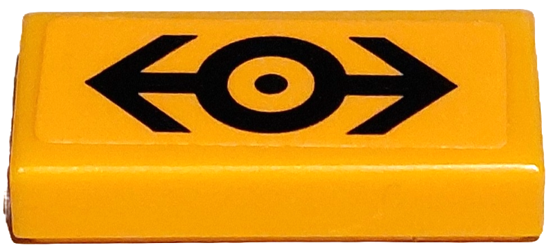 Lego Tile 1 x 2 with Black Train Logo Pattern (Sticker) - Set 910034 / Bright Light Orange