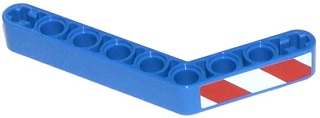 Lego Technic, Liftarm, Modified Bent Thick 1 x 9 (6 - 4) with Red and White Danger Stripes Pattern Model Right (Sticker) - Set 42024