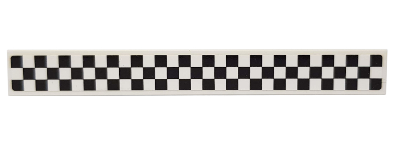 Lego Tile 1 x 8 with Black Checkered Pattern on White Background (Sticker) - Sets 75874 / 76898 / 76899