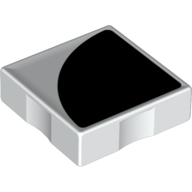 Lego Duplo Tile 2 x 2 with Shape Black 1/4 Circle Print / White