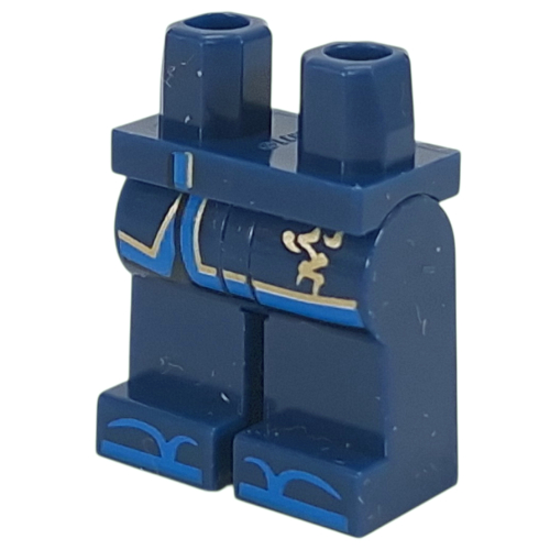 Lego Hips and Dark Blue Legs with Robe Ends, Blue/Gold Trim, Symbol print
