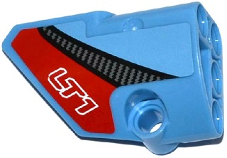 Lego Technic, Panel Fairing # 1 Small Smooth Short, Side A with 'LT1', Red Stripe and Carbon Fiber Pattern (Sticker) - Set 42036