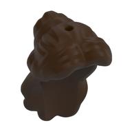 Lego Hair Long with Parted Bangs, Curls, Bun, and Hole on Top / Dark Brown