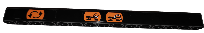 Lego Technic, Liftarm Thick 1 x 15 with Operating Instructions on Orange Background Pattern (Stickers) - Set 42038 / Black