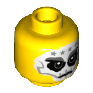 Lego Minifig Head Chopper Maroon / Nails / Sawyer, Skull Mask, Angry Eyebrows and Mouth Print / Yellow